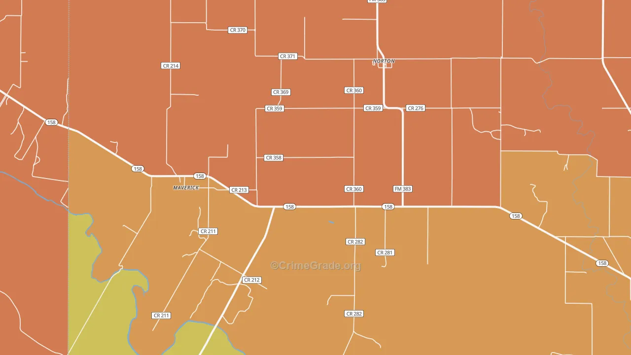 Norton, TX Map of Vandalism Rates