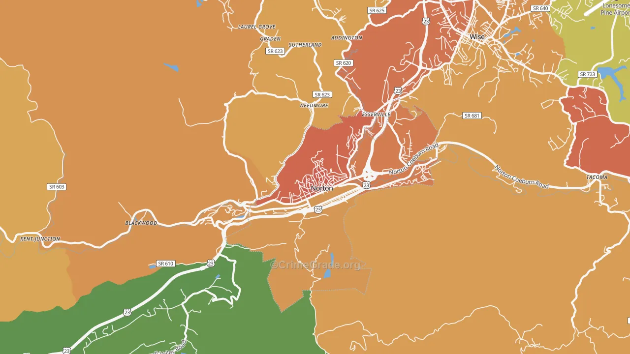 Norton, VA Map of Vandalism Rates