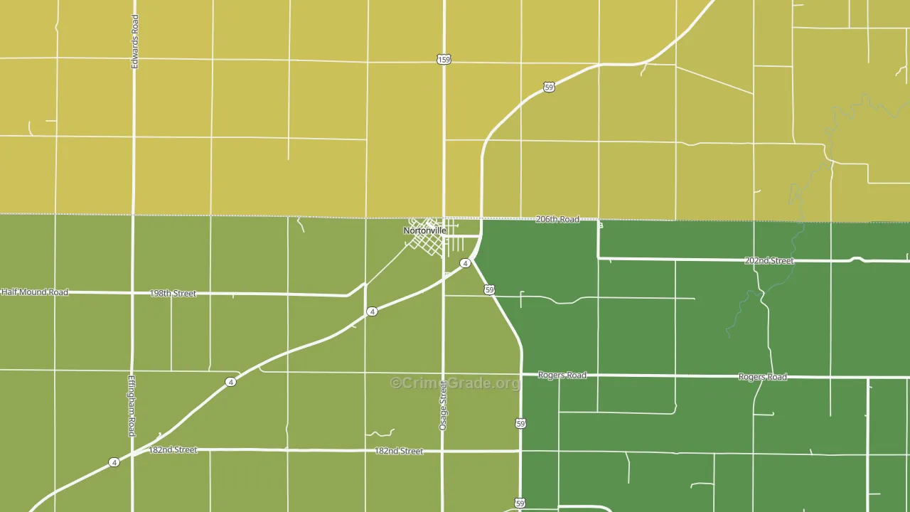 Nortonville, KS Map of Vandalism Rates