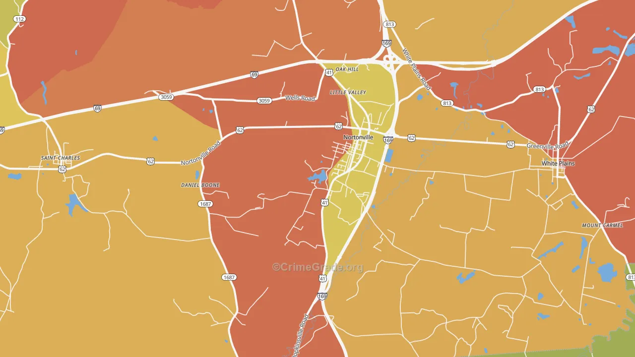 Nortonville, KY Map of Vandalism Rates