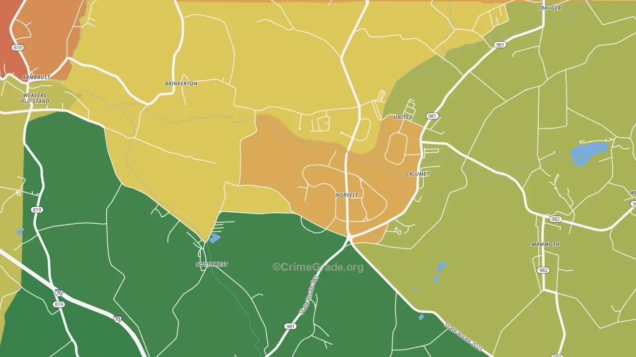 Norvelt, PA Map of Vandalism Rates
