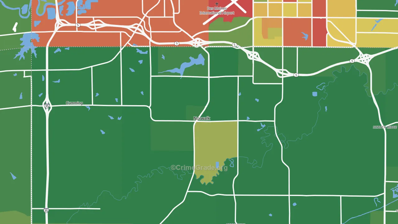 Norwalk, IA Map of Vandalism Rates