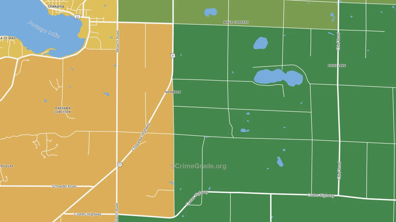 Norwalk, MI Map of Vandalism Rates