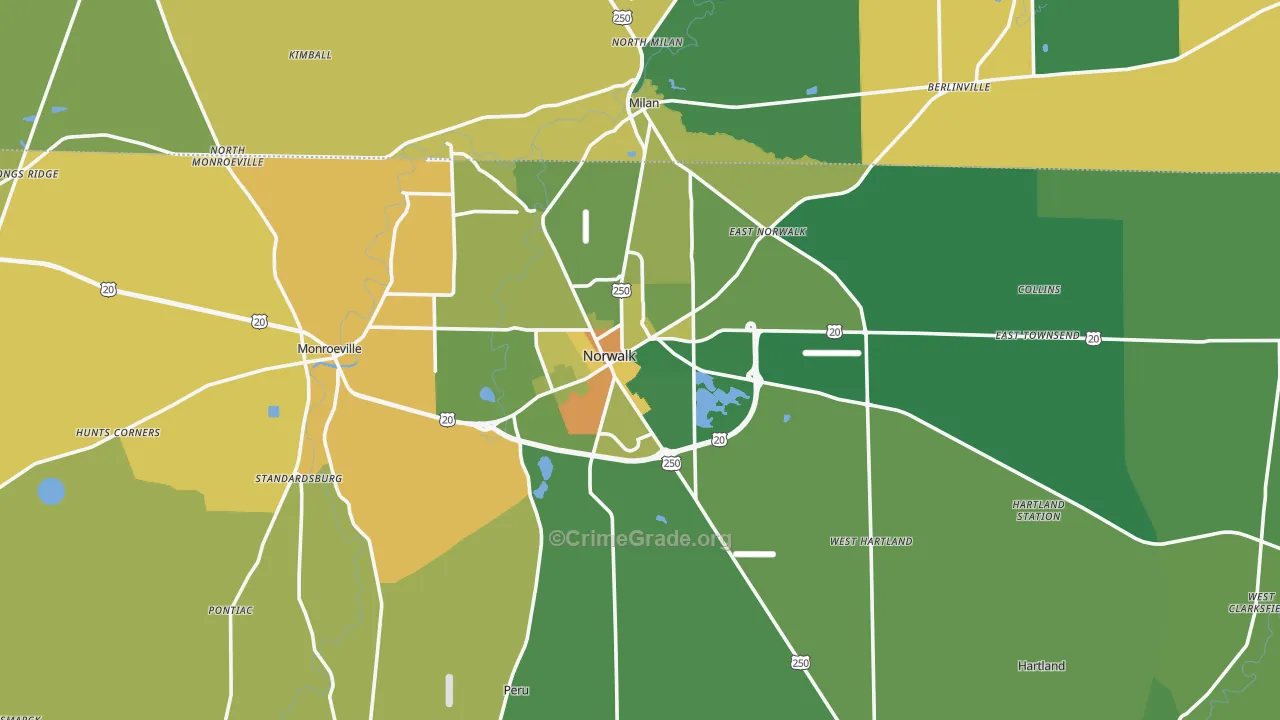Norwalk, OH Map of Vandalism Rates