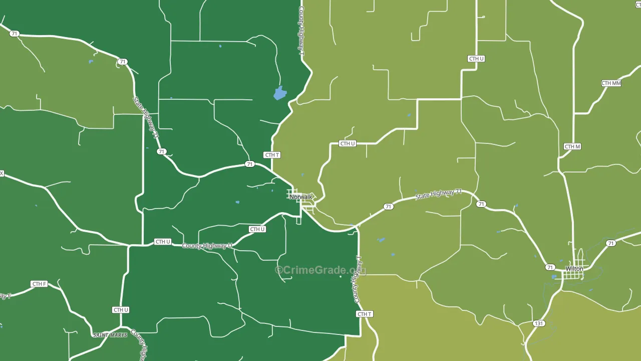 Norwalk, WI Map of Vandalism Rates
