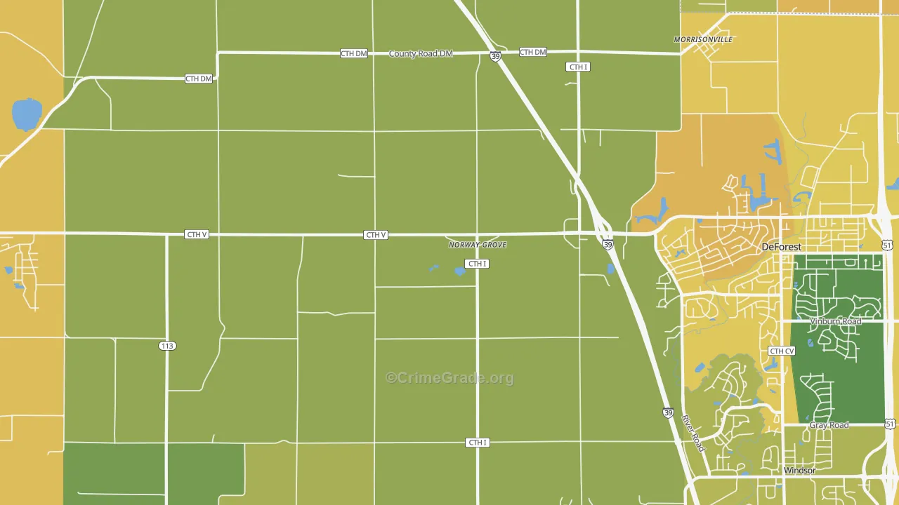 Norway Grove, WI Map of Vandalism Rates