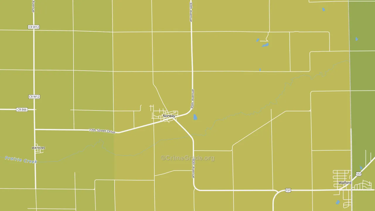 Norway, IA Map of Vandalism Rates