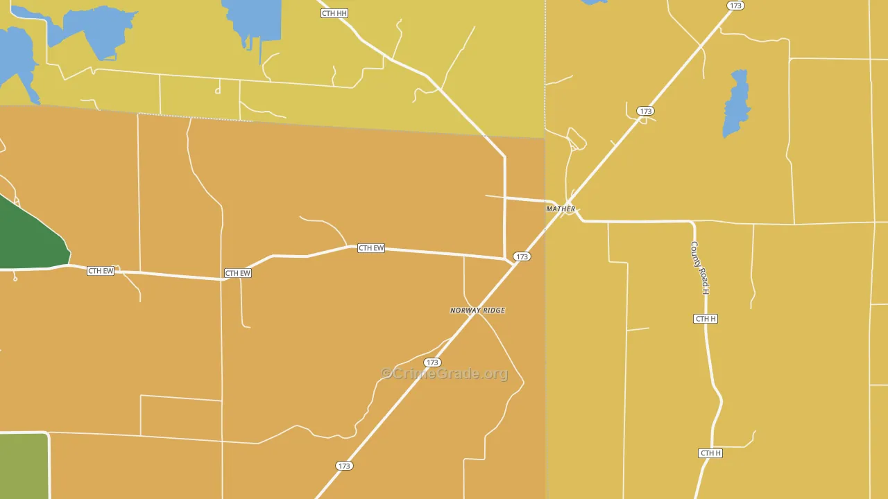 Norway Ridge, WI Map of Vandalism Rates