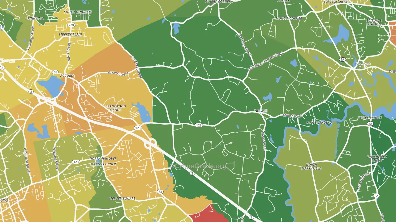 Norwell, MA Map of Vandalism Rates