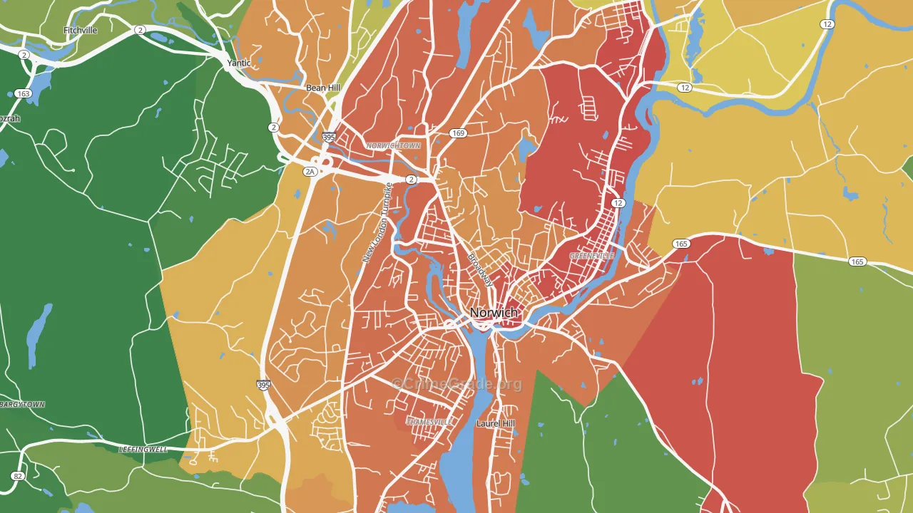 Norwich, CT Map of Vandalism Rates