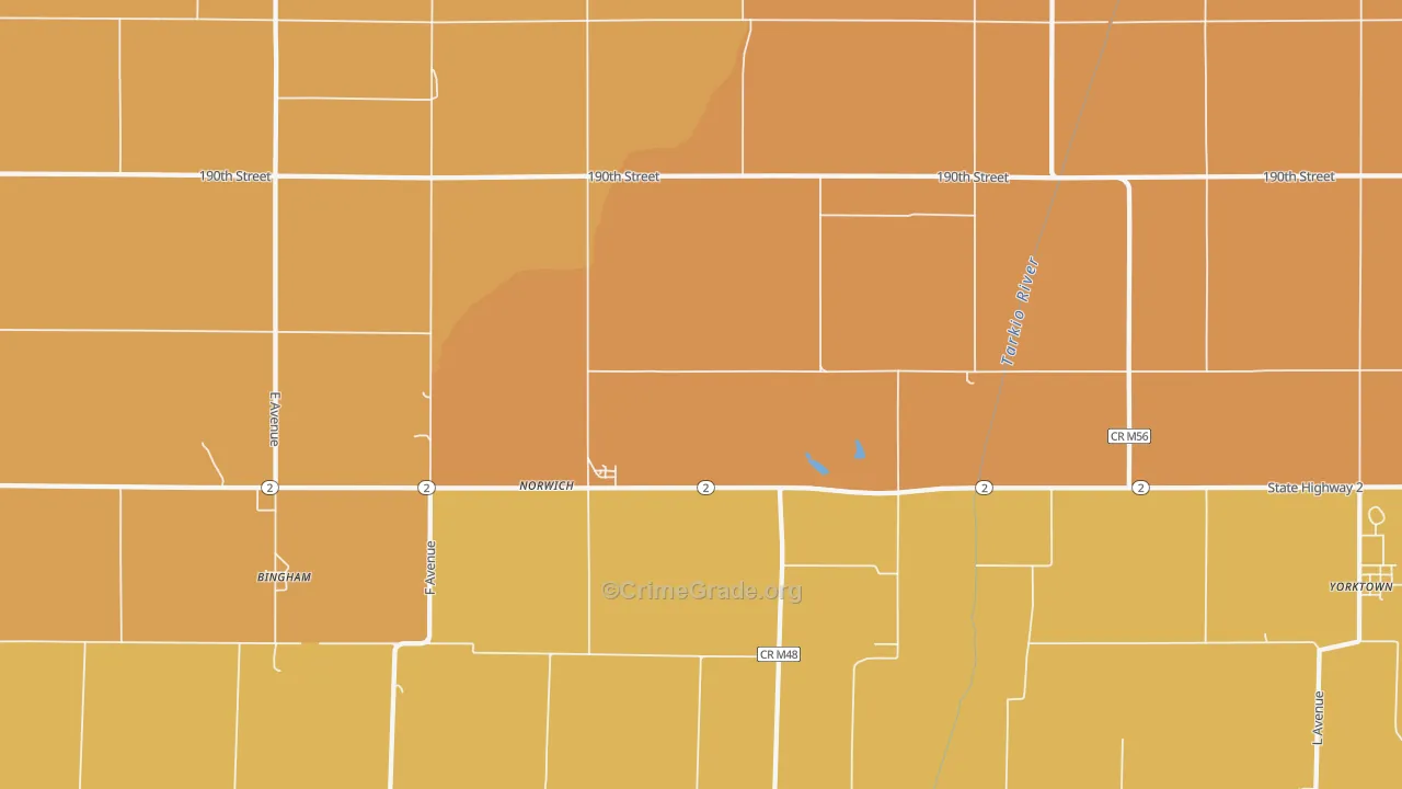 Norwich, IA Map of Vandalism Rates