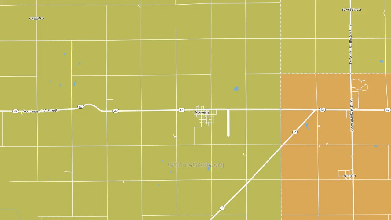 Norwich, KS Map of Vandalism Rates