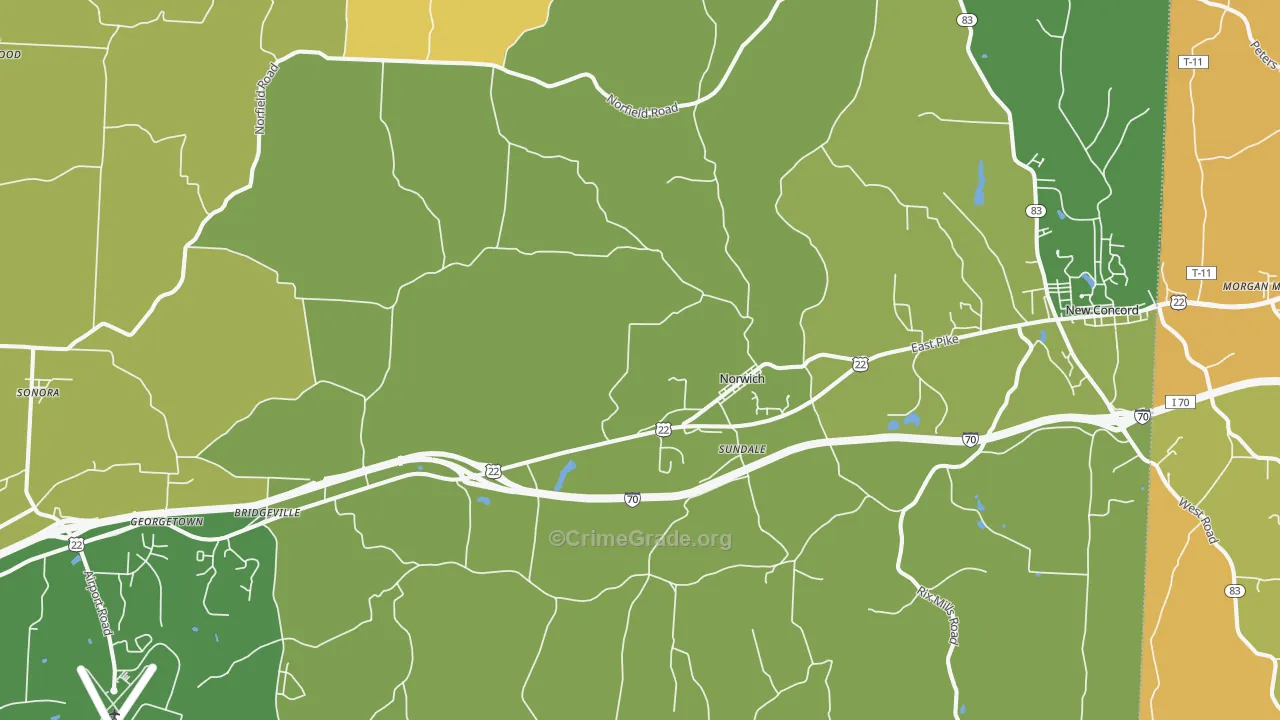 Norwich, OH Map of Vandalism Rates