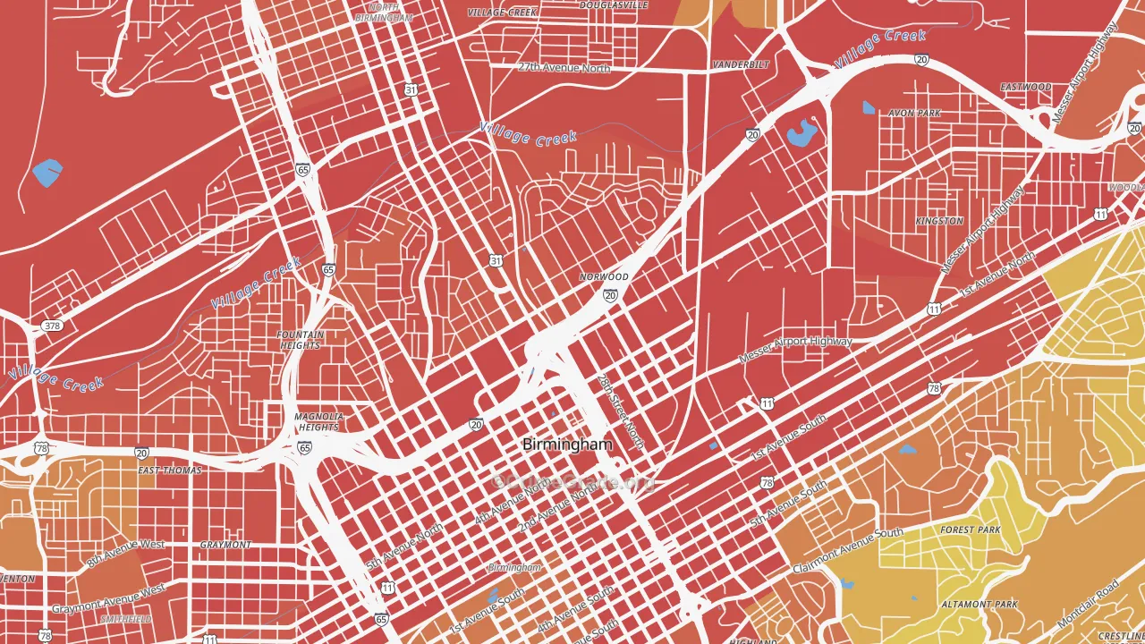 Norwood, Birmingham, AL Map of Vandalism Rates