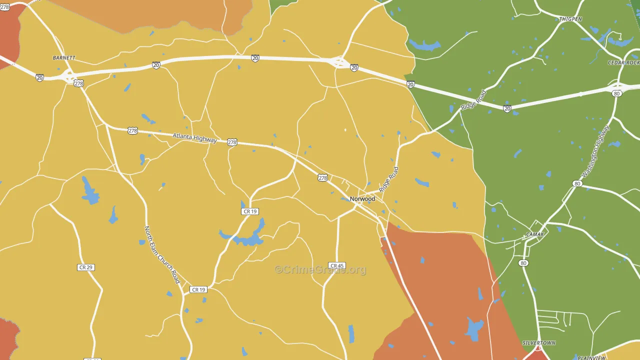 Norwood, GA Map of Vandalism Rates
