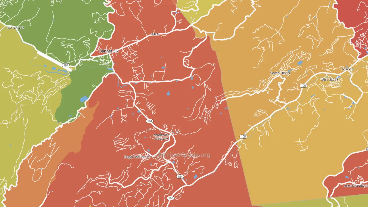 Norwood Hollow, NC Map of Vandalism Rates