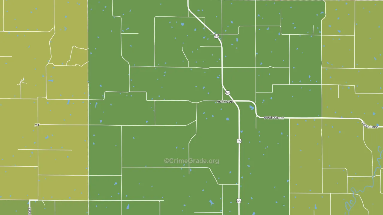 Norwood, IA Map of Vandalism Rates
