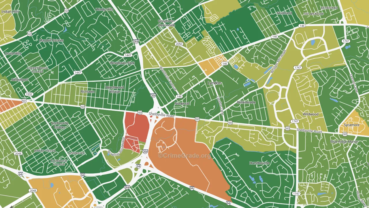 Norwood, KY Map of Vandalism Rates