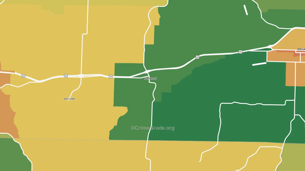 Norwood, MO Map of Vandalism Rates