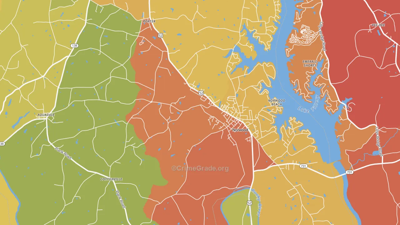 Norwood, NC Map of Vandalism Rates