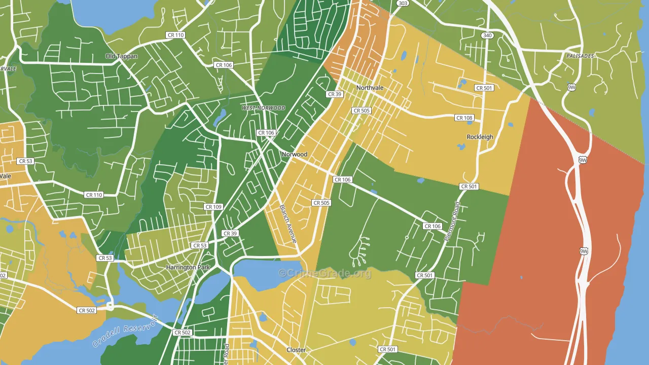 Norwood, NJ Map of Vandalism Rates