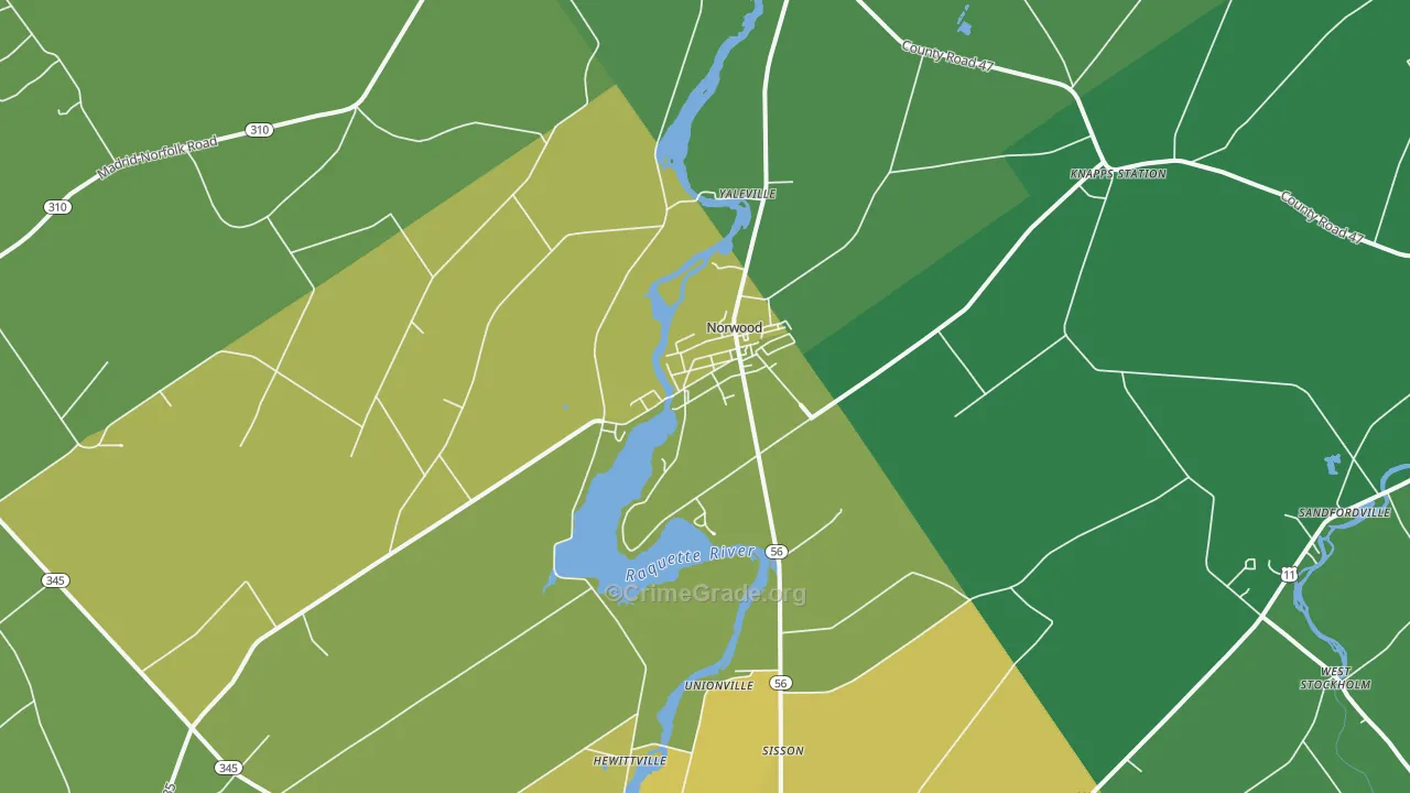 Norwood, NY Map of Vandalism Rates