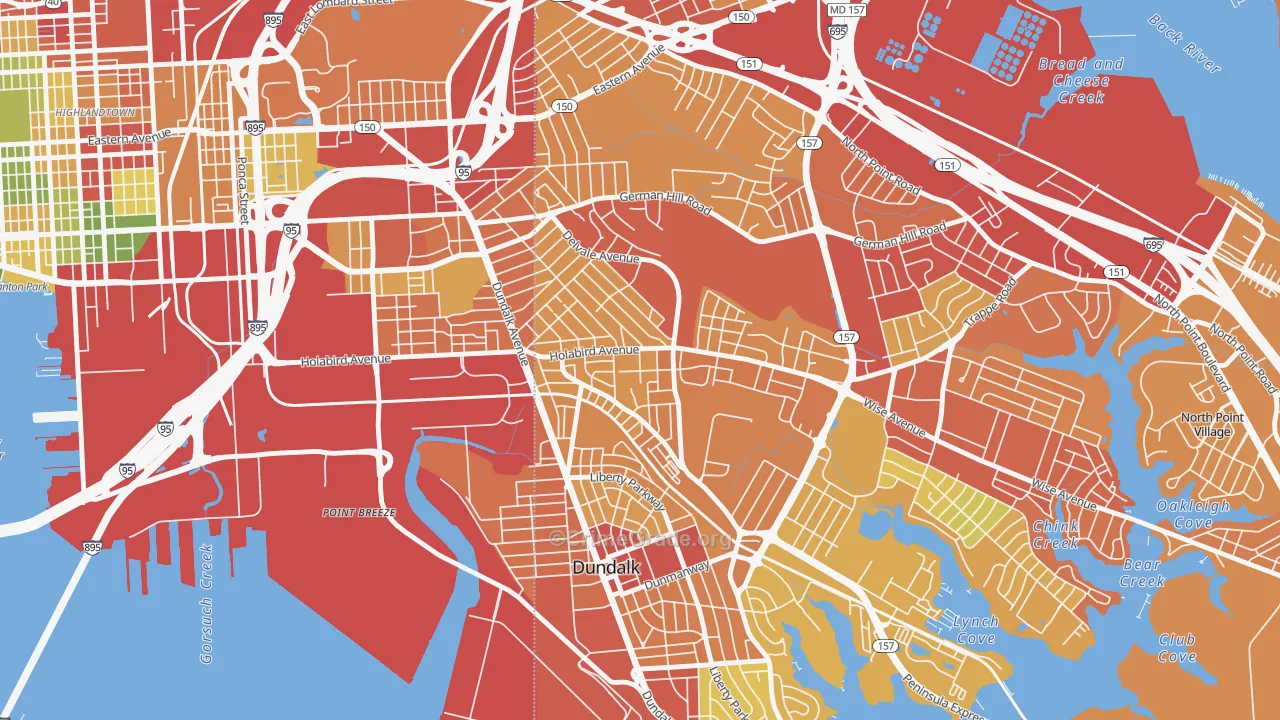 Norwood Park, Dundalk, MD Map of Vandalism Rates