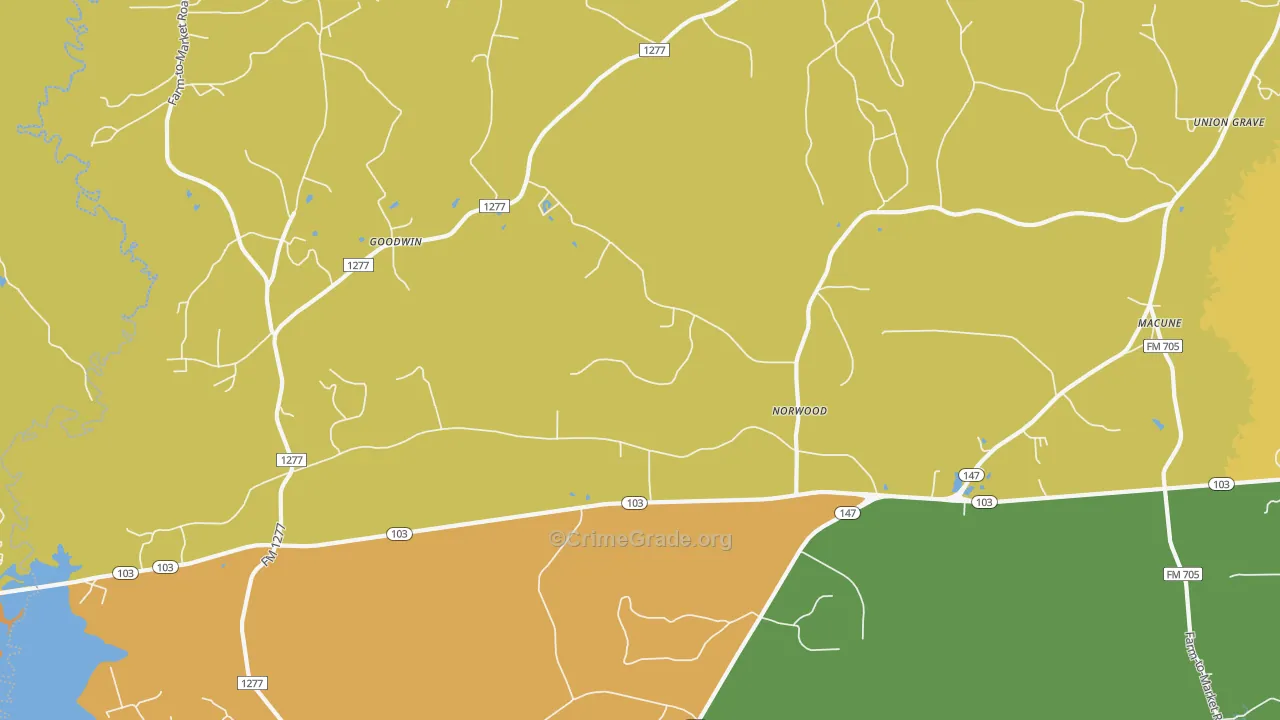 Norwood, TX Map of Vandalism Rates