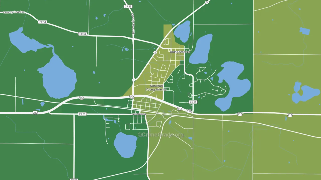 Norwood Young America, MN Map of Vandalism Rates