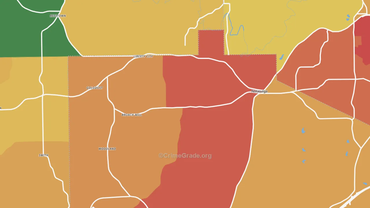 Notasulga, AL Map of Vandalism Rates