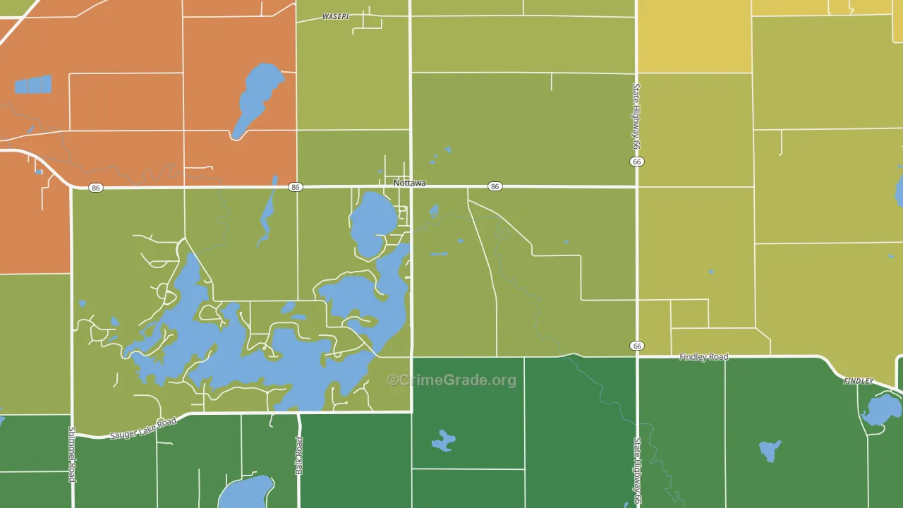 Nottawa, MI Map of Vandalism Rates