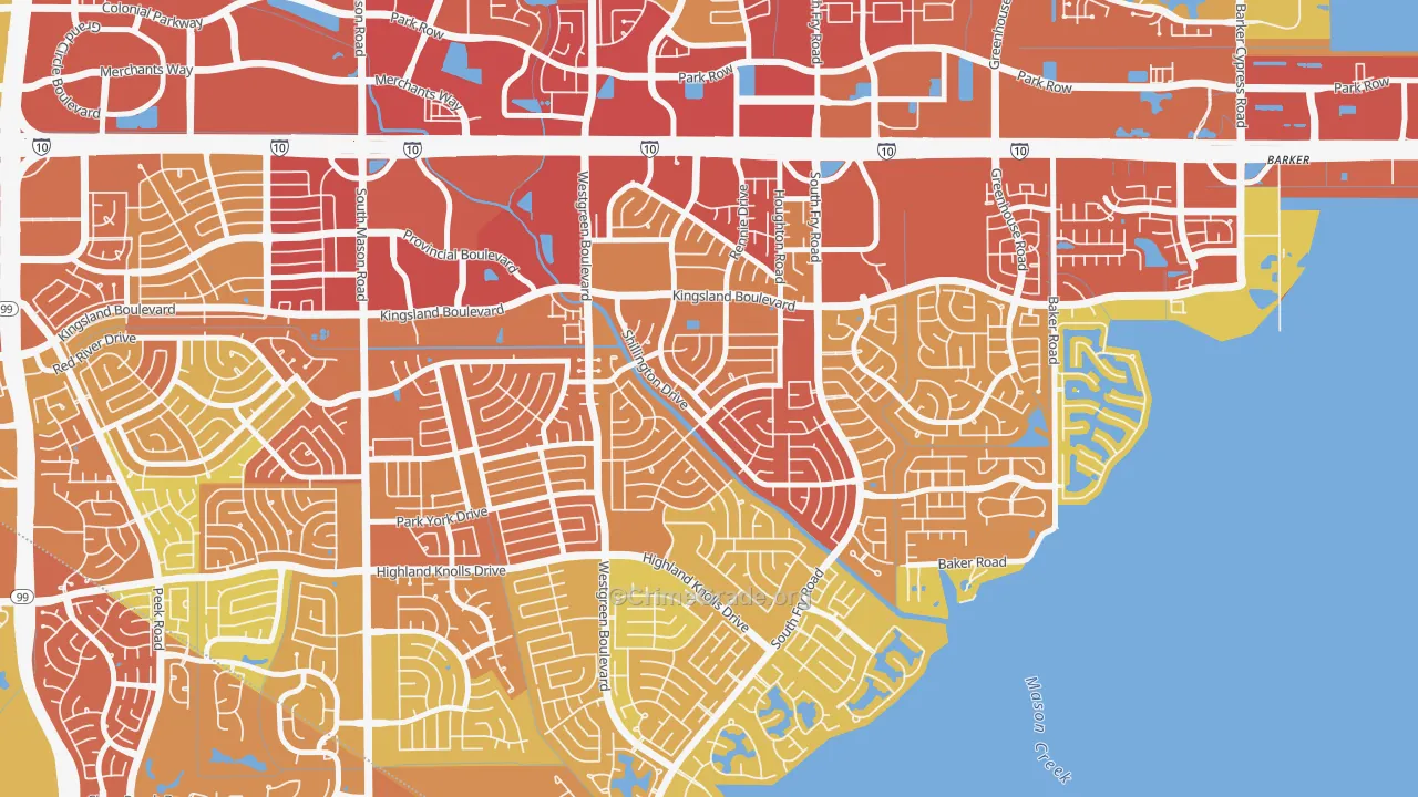 Nottingham, Katy, TX Map of Vandalism Rates
