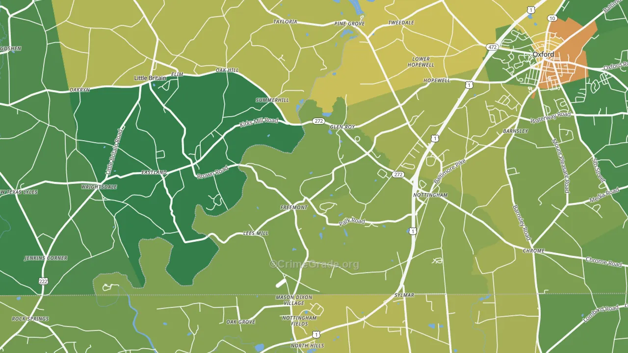 Nottingham, PA Map of Vandalism Rates