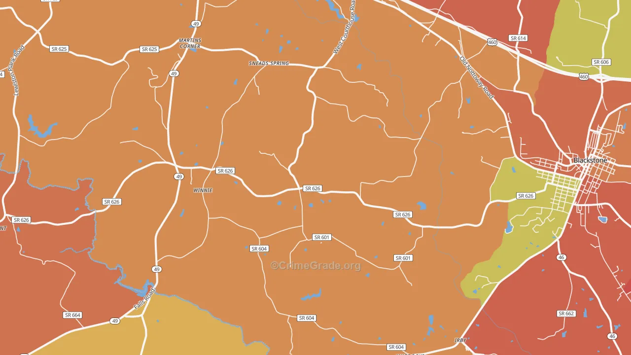 Nottoway, VA Map of Vandalism Rates