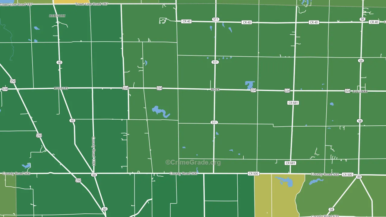 Nova, OH Map of Vandalism Rates