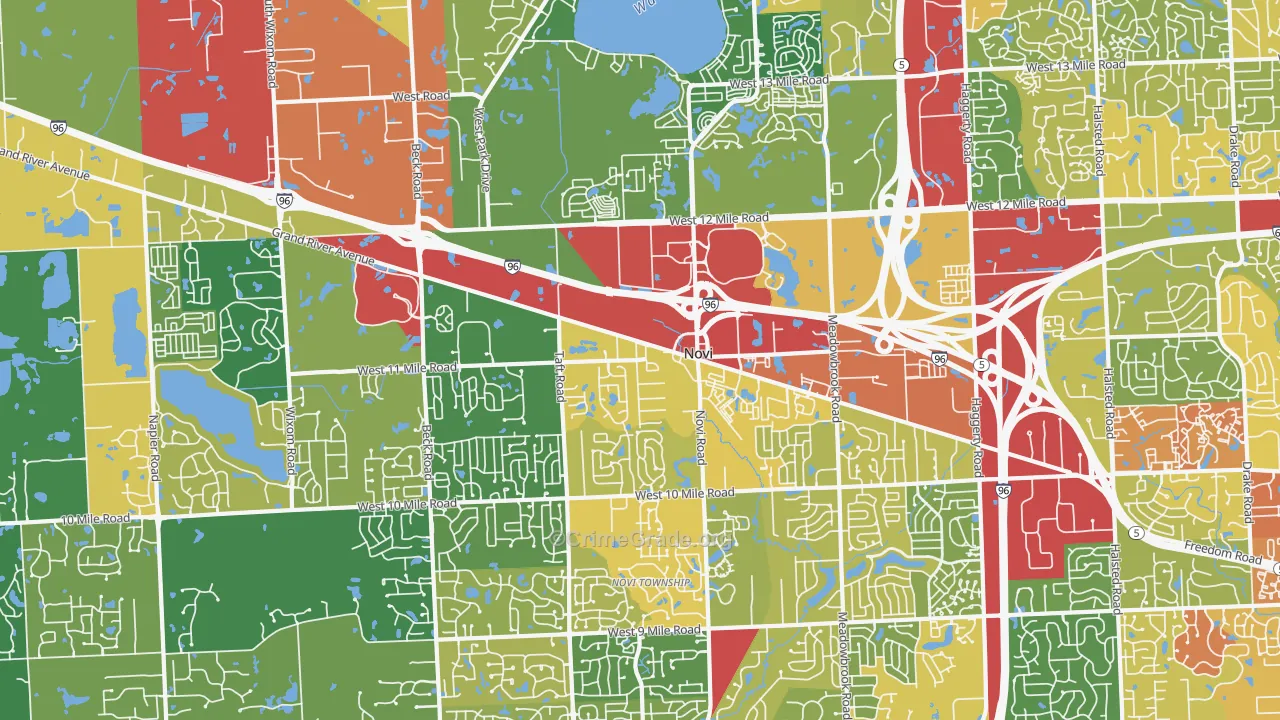 Novi, MI Map of Vandalism Rates