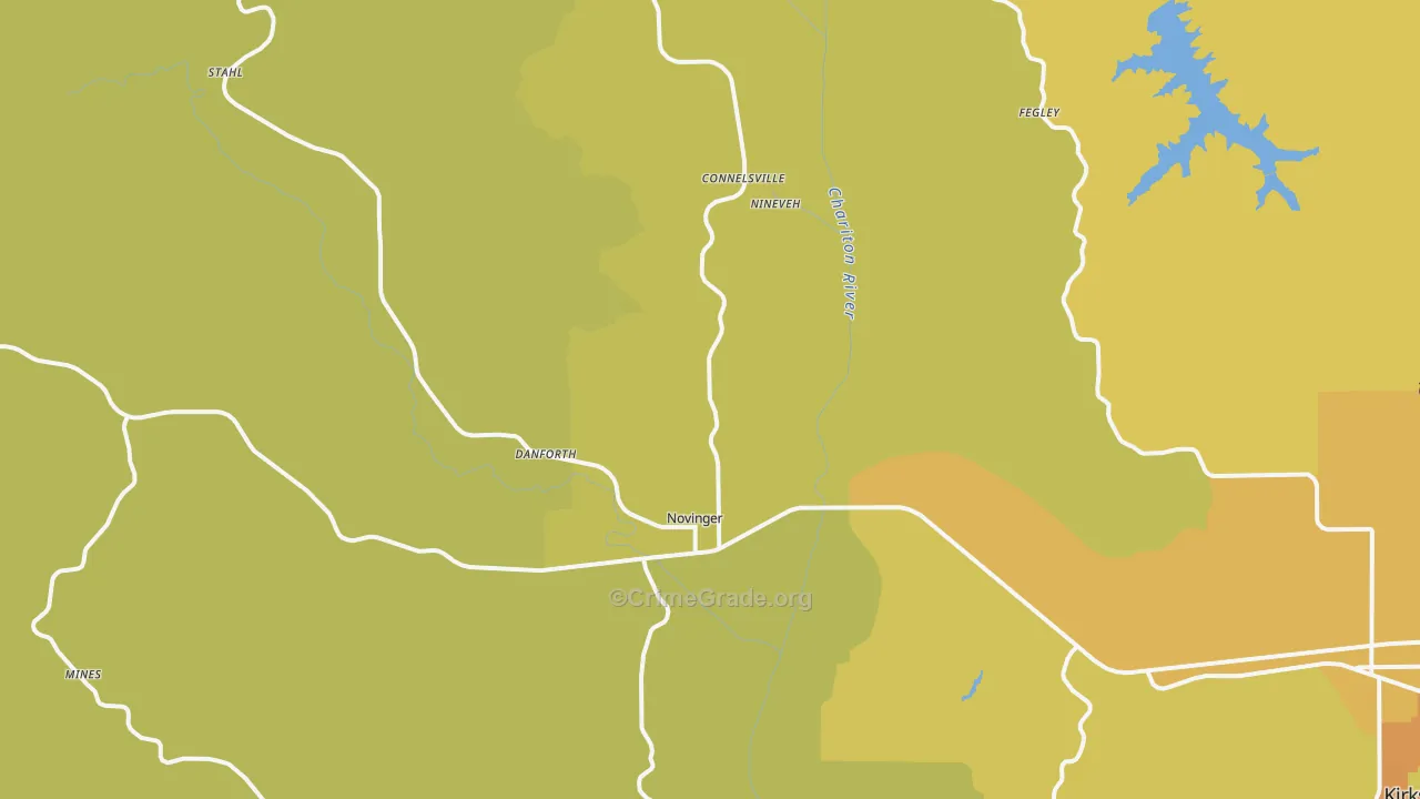 Novinger, MO Map of Vandalism Rates