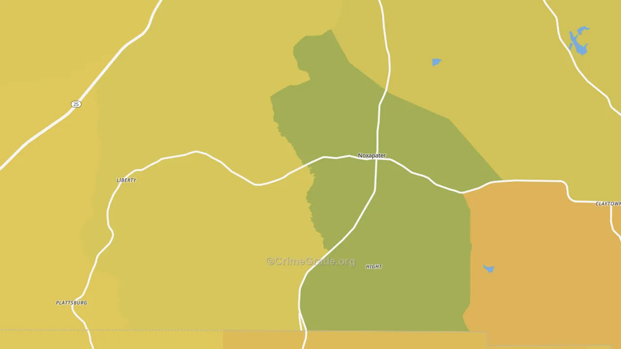 Noxapater, MS Map of Vandalism Rates