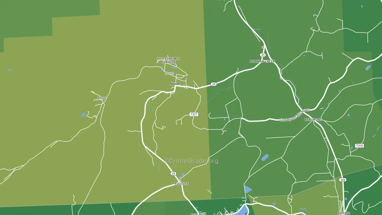Noxen, PA Map of Vandalism Rates