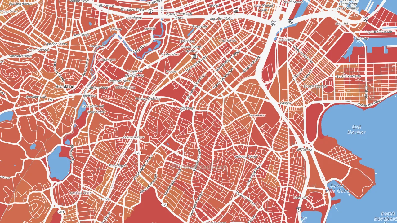 Nubian Square, Boston, MA Map of Vandalism Rates