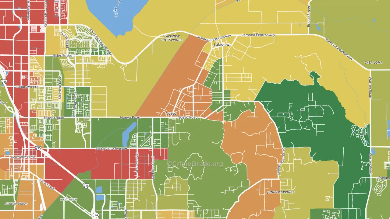 Nuevo, CA Map of Vandalism Rates