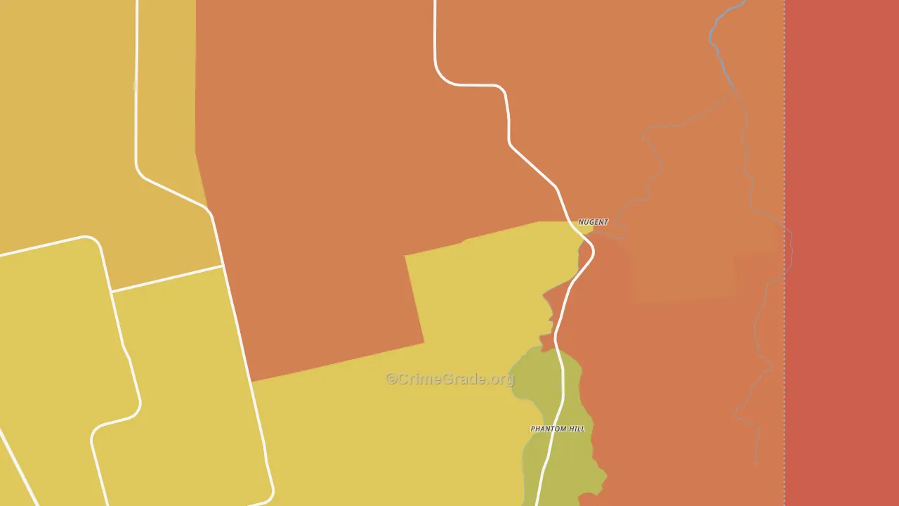 Nugent, TX Map of Vandalism Rates