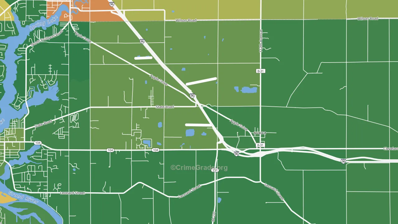 Nunica, MI Map of Vandalism Rates