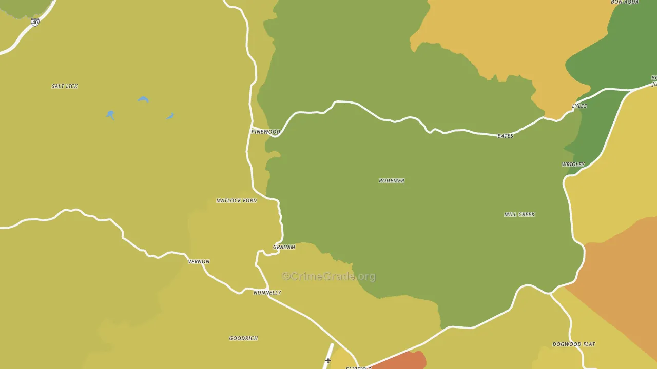 Nunnelly, TN Map of Vandalism Rates