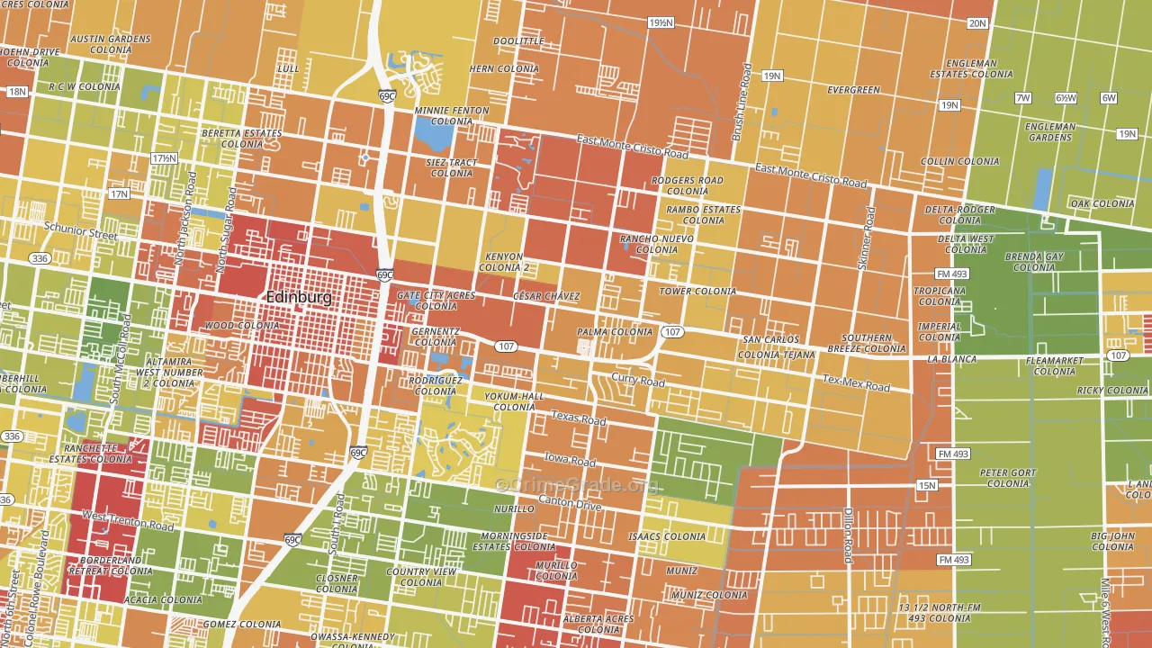 Nurillo, TX Map of Vandalism Rates