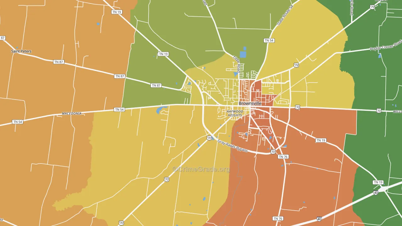 Nutbush, TN Map of Vandalism Rates