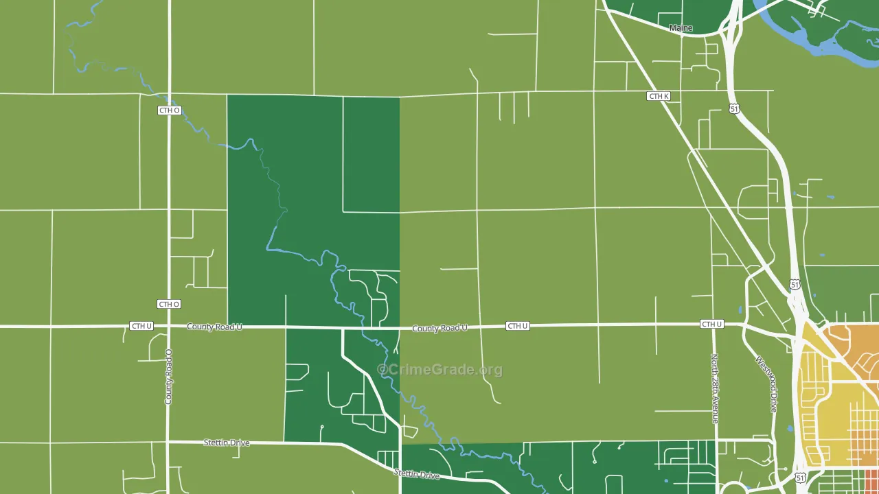Nutterville, WI Map of Vandalism Rates