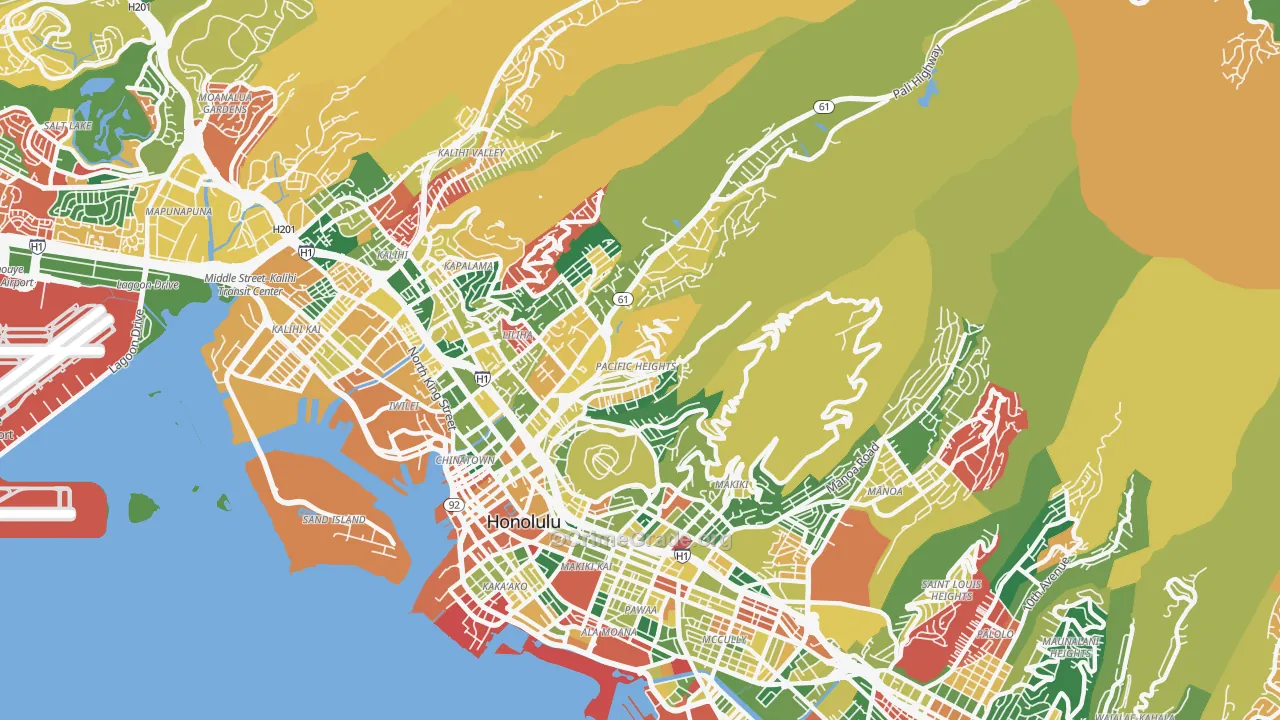 Nuuanu-Punchbowl, Honolulu, HI Map of Vandalism Rates