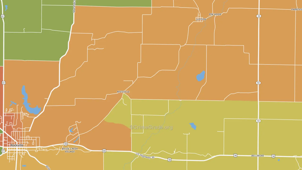 Nyesville, IN Map of Vandalism Rates