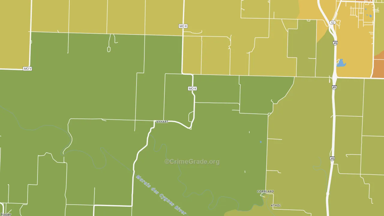 Nyhart, MO Map of Vandalism Rates